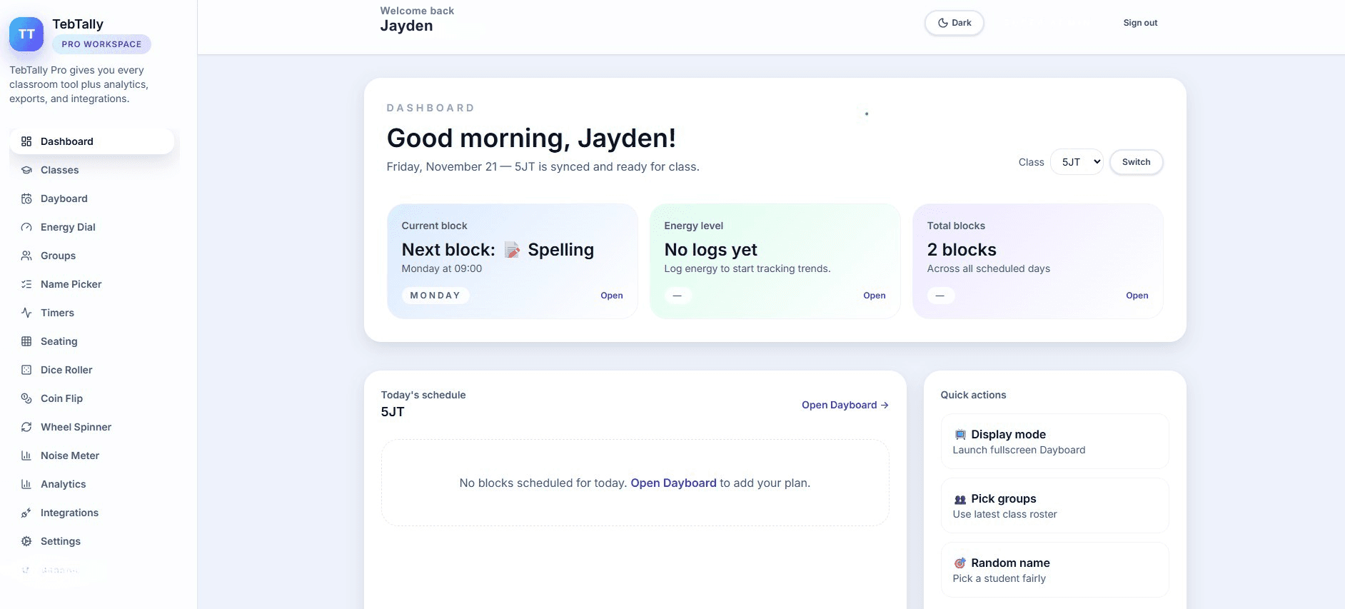 TebTally™ Pro dashboard preview
